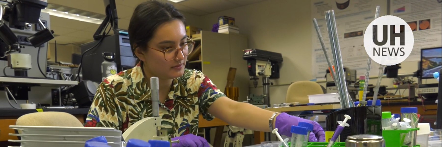 UH EE Student Sasha Yamada Working In The Lab.