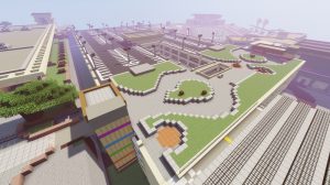 Screenshot of UH Manoa campus in Minecraft.